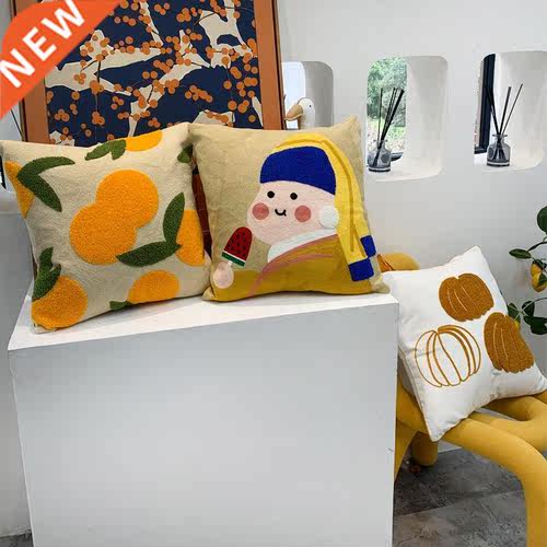 Cotton Linen Flower Pattern Throw Pillow Cuion Cover Seat
