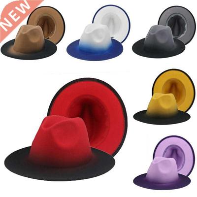 Fedora Hat Women Winter Felted Hats for Men Gradient Color B