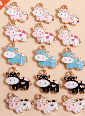10pcs/lot 18*15mm Enamel Milk Cows Charms for Jewelry Making