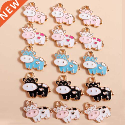 10pcs/lot 18*15mm Enamel Milk Cows Charms for Jewelry Making