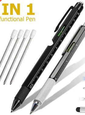 2Pcs Multi To Pen Ballpoint Pen W/ Ruler Level Cross Flat