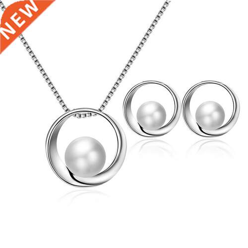 Luxury Imitate Pearl Bridal Jewelry Set For Women Girls Pend