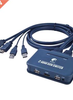 BOWU-2 ots USB HDMI-Comatible KVM Switch with Two Cables