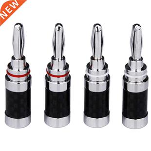 8pcs Banana Connector Speaker Plug Carbon Fiber Rhodium Plat