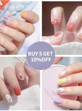 Fke Nils Short rt Nil Tips Press on Flse with Designs F