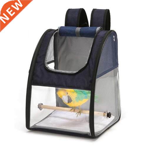 Transparent Parrot Carrier Backpack with Stand Perch Travel