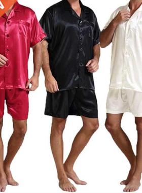 lus Size Summe Fashion Men Silk Satin ajamas Sets Soft Sl