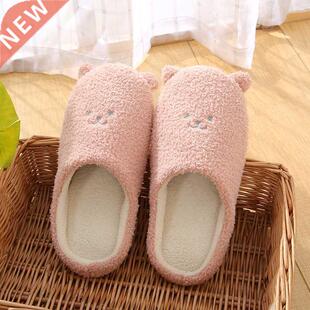 COOTELILI Women Home Slippers With Faux Fur Flat Shoes Winte