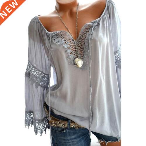 Autumn Elegant Hollow Lace Stitching Solid Color Women Long