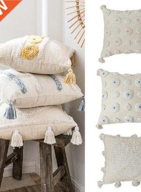 Tribal Boho Ethnic Tufted Throw Pillow Case Handwoven