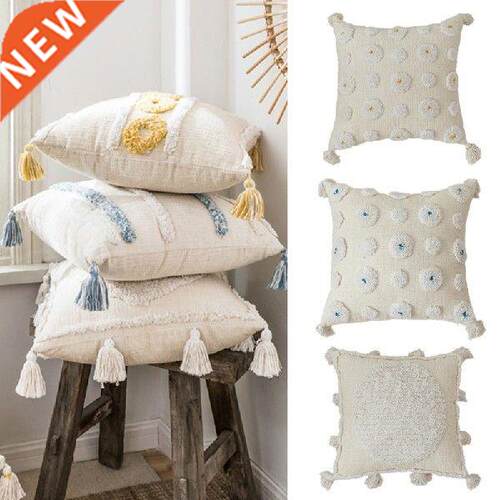 Tribal Boho Ethnic Tufted Throw Pillow Case Handwoven