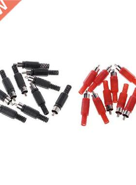 20Pcs Black Red Solder RCA Male Plug Audio Video Adapter