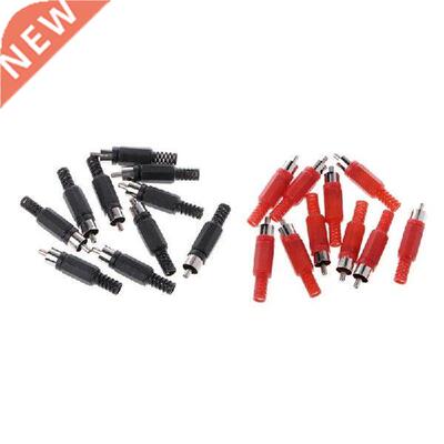 20Pcs Black Red Solder RCA Male Plug Audio Video Adapter