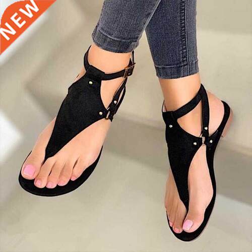 Summer Flat Women Sandals Gladiator Black Open Toe Ladies Be