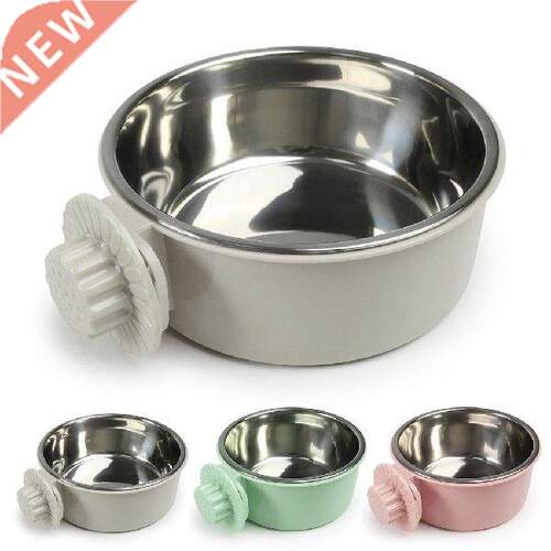2 In 1 Pet Food Water Bowl Feeder Stainless Steel Fixed