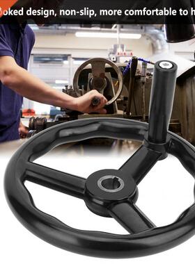 250x25mm Black Anti-slip 3 Spoked Lathe Handwheel with Handl