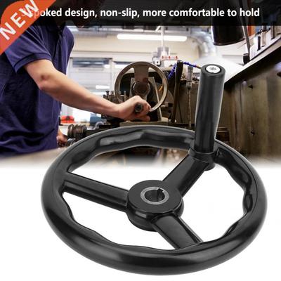 250x25mm Black Anti-slip 3 Spoked Lathe Handwheel with Handl