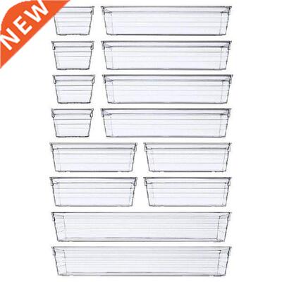 14 Pieces Of Clear Plastic Drawer Storage Tray