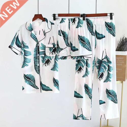 2022 New Women's Spring And Summer100%Viscose Pajamas Three-