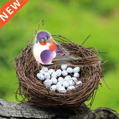 Simulation Animal Model Parrot Bird Nest Egg Figurine