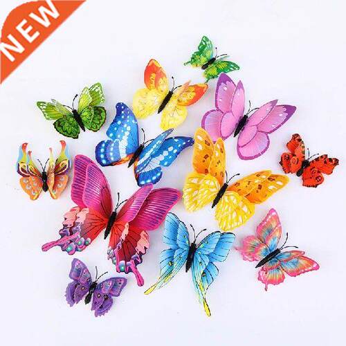 12Pcs/Pack Multicolor Wall Sticker Single/Double Layer 3D