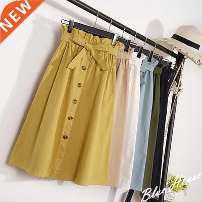 Summer Autumn Skirts Womens 2022 Midi Knee Length Korean Ele