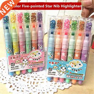6Pcs/Set Creativity Colored Pentagram Highlighter Pen For St