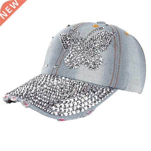 Butterfly Rhinestone Baseball Caps Denim Casual Hip Hop Hat