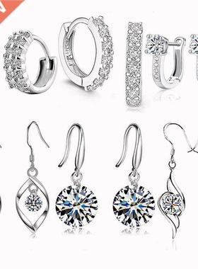 Steling 925 Silve Eaings Natual Cystal Small Flowe Ho