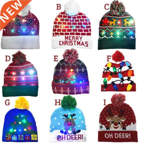 2022 New Year LED Knitted Christmas Hat Beanie Light Up Illu