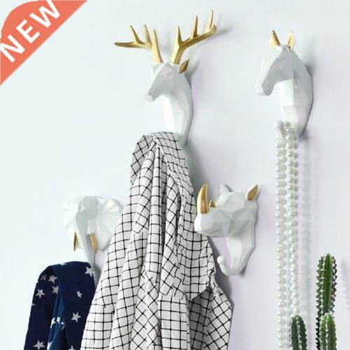 1pc Hanging Hook Animal Head Decorative Hook Deer Elephant
