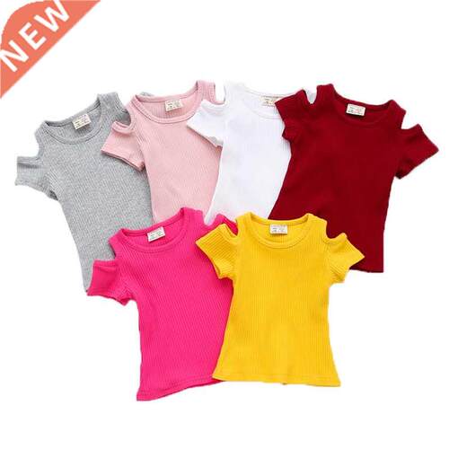 Off Shoulder T Shirt Girls Solid Elastic Shirt Summer Casual
