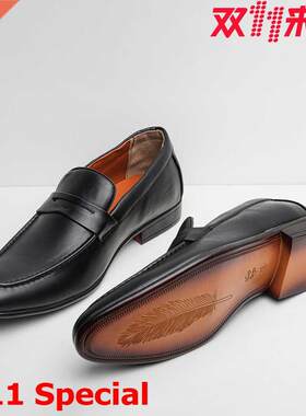 Men's new autumn business formal black leather shoes大码皮鞋