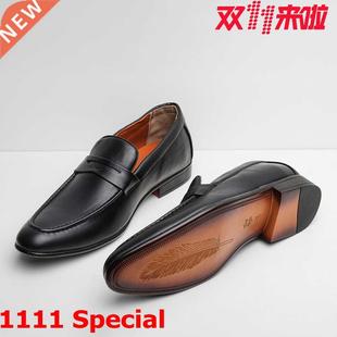 Men's new autumn business formal black leather shoes大码皮鞋