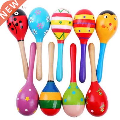 1Pcs Colorful Baby Wooden Maracas Rattle Kids Sand Hammer