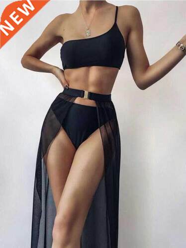 3PCS See Through Me Bikini ver Up Set Women Bathing Outfit