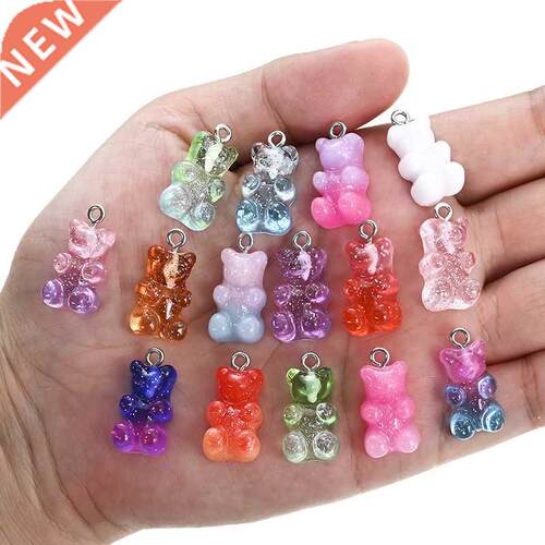 50Pcs Crystal Candy Bear Pendant Charms for Necklace Bracele