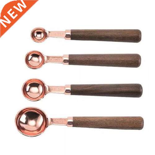 Stainless Steel Measuring Cup Spoon Set Wooden Handle