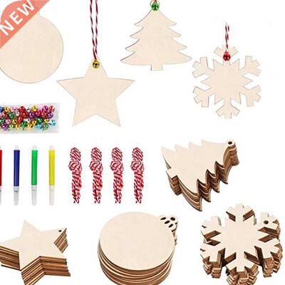 10PCS DIY Wood Christmas Ornament Unfihed Wooden Christmas T
