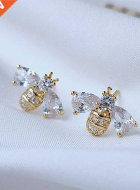 Temperament Cubic Zirconia Insect Bee Stud Earrings for Wome