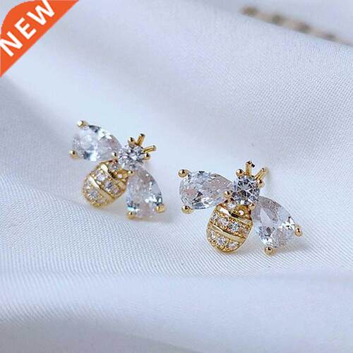 Temperament Cubic Zirconia Insect Bee Stud Earrings for Wome