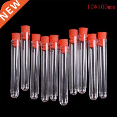 10Pcs/lot Transparent Plastic Laboratory Test Tubes With Lid