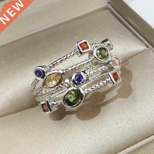 Genuine 925 Stamp Silver Color Rings for Women Hollow Engage