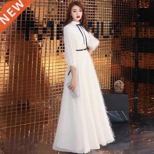 White High Neck Dresses Party A-line Floor Length Custom Plu