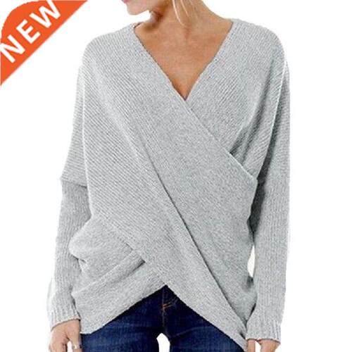 Oversize Women Sweater Fashion Pullovers Cross Front