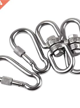 4Pcs/2Set M8 304 Stainless Steel Swivel Ring Tree Swing Hook