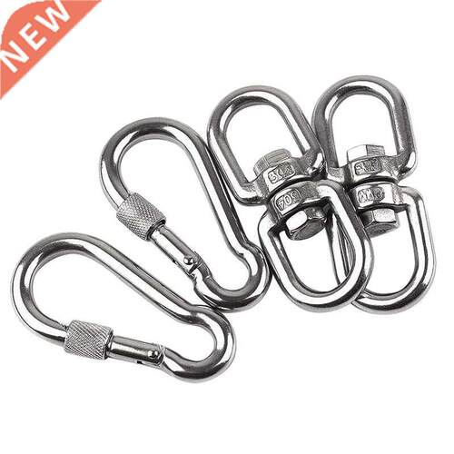 4Pcs/2Set M8 304 Stainless Steel Swivel Ring Tree Swing Hook