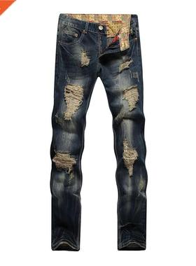 Original brand men's denim pants Men Biker Cowboy Trousers H
