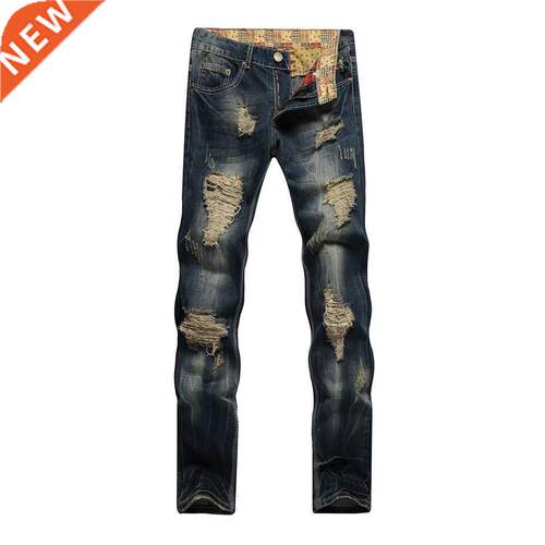 Original brand men's denim pants Men Biker Cowboy Trousers H