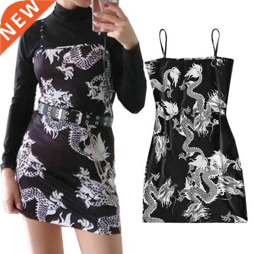 2021 New Summer Women Dragon Pattern Sleeveless Split Hip Sl